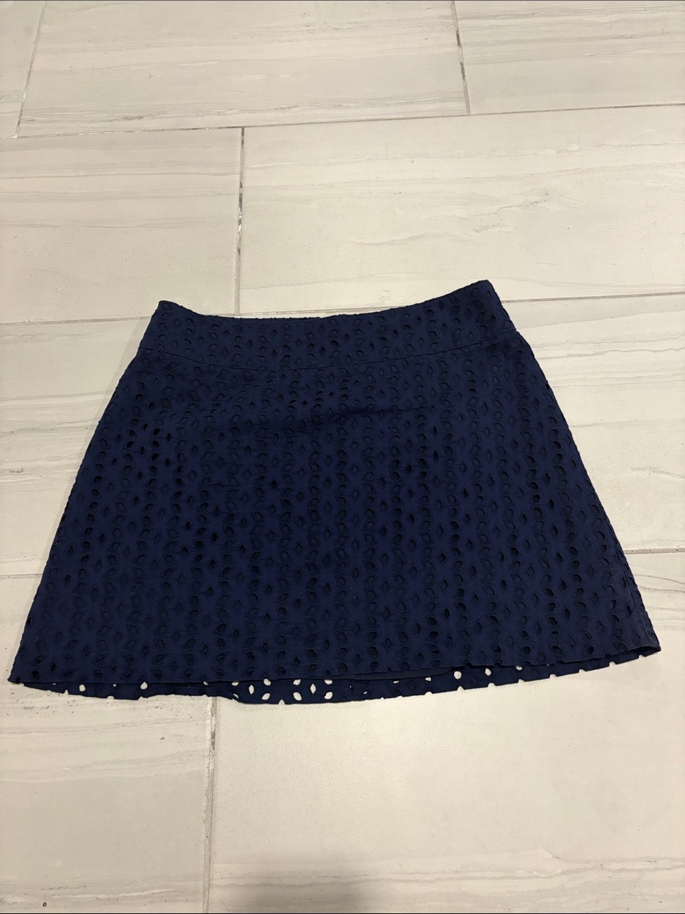 Maison Jules Navy Eyelet A-Line Skirt